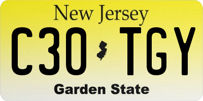 NJ license plate C30TGY