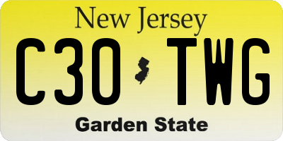 NJ license plate C30TWG