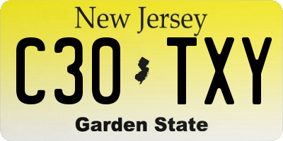 NJ license plate C30TXY