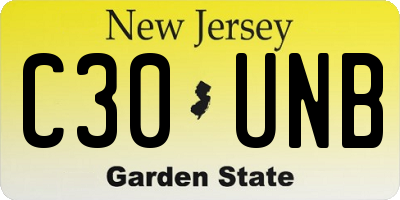 NJ license plate C30UNB