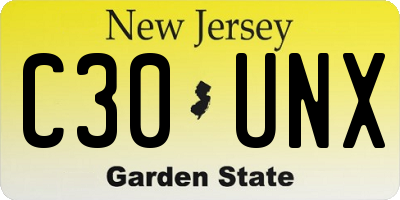 NJ license plate C30UNX