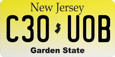 NJ license plate C30UOB