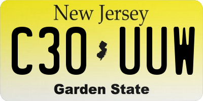 NJ license plate C30UUW