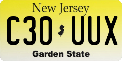 NJ license plate C30UUX