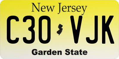 NJ license plate C30VJK