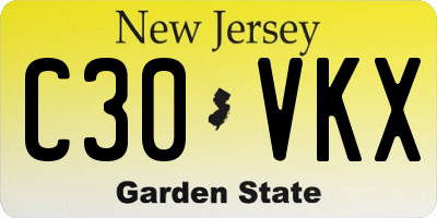 NJ license plate C30VKX