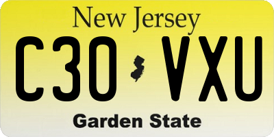 NJ license plate C30VXU