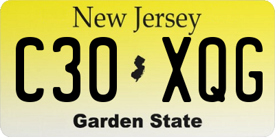 NJ license plate C30XQG