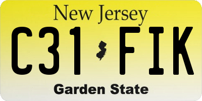 NJ license plate C31FIK