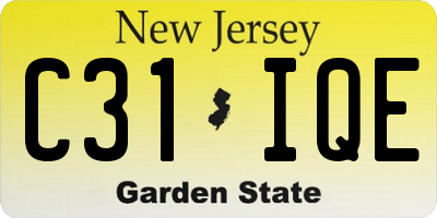 NJ license plate C31IQE