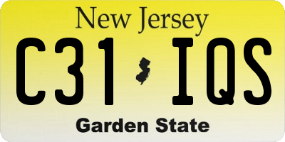 NJ license plate C31IQS