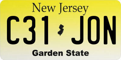 NJ license plate C31JON
