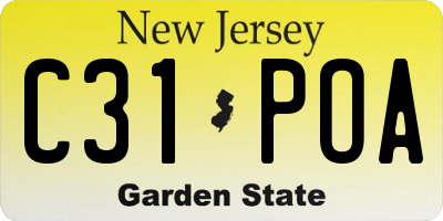NJ license plate C31POA