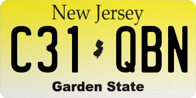 NJ license plate C31QBN