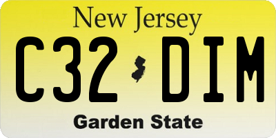 NJ license plate C32DIM