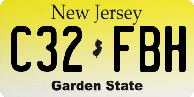 NJ license plate C32FBH