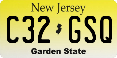 NJ license plate C32GSQ