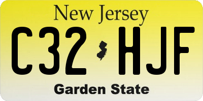 NJ license plate C32HJF