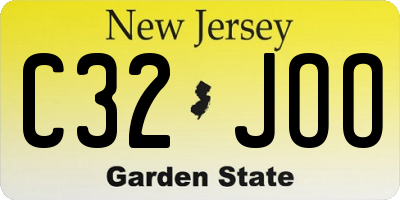 NJ license plate C32JOO