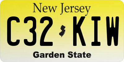 NJ license plate C32KIW