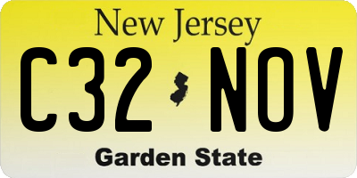 NJ license plate C32NOV