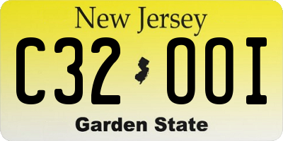 NJ license plate C32OOI