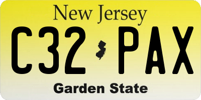 NJ license plate C32PAX