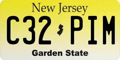 NJ license plate C32PIM