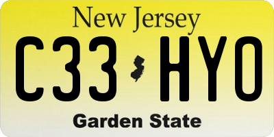 NJ license plate C33HYO