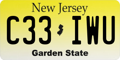 NJ license plate C33IWU
