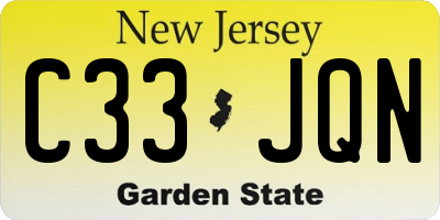 NJ license plate C33JQN