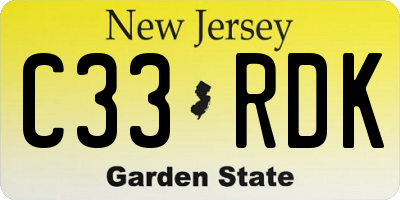 NJ license plate C33RDK