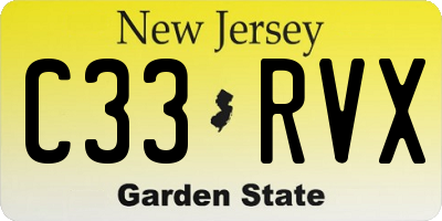 NJ license plate C33RVX