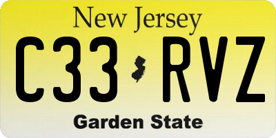 NJ license plate C33RVZ