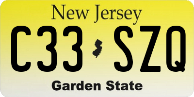 NJ license plate C33SZQ