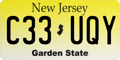 NJ license plate C33UQY