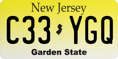 NJ license plate C33YGQ