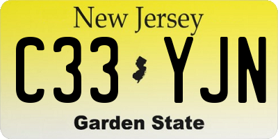 NJ license plate C33YJN