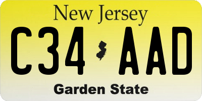 NJ license plate C34AAD