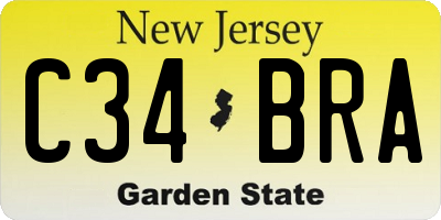 NJ license plate C34BRA