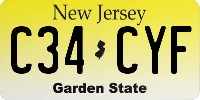 NJ license plate C34CYF
