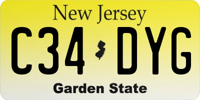 NJ license plate C34DYG
