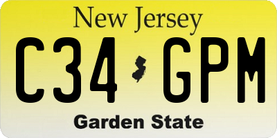NJ license plate C34GPM