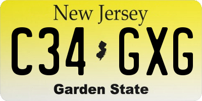 NJ license plate C34GXG