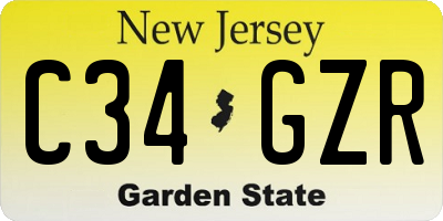 NJ license plate C34GZR