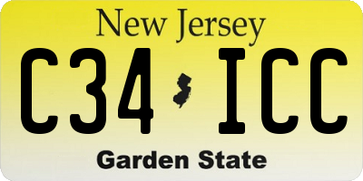 NJ license plate C34ICC