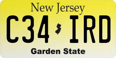 NJ license plate C34IRD
