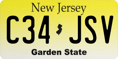 NJ license plate C34JSV