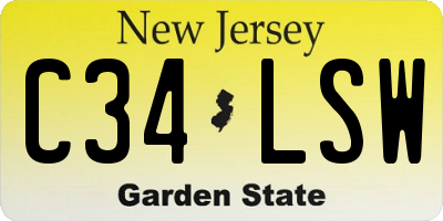 NJ license plate C34LSW
