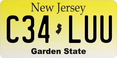 NJ license plate C34LUU